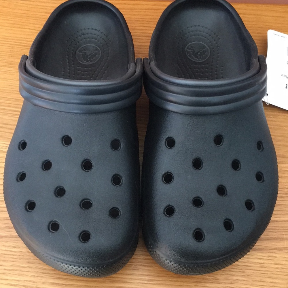 Crocs - NWT black with gray soles